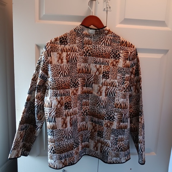 Alfred Dunner Stunner Quilted Patchwork Animal Print Collarless Jacket Size 12 - Picture 10 of 14